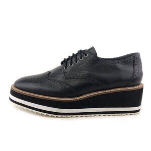 Shellys London Emma Black Leather Platform Oxfords 7.5